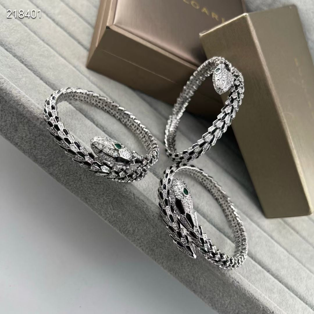 [OrnoraJewelry】NEW OBSIDIAN & DIAMOND SERPENT BRACELET