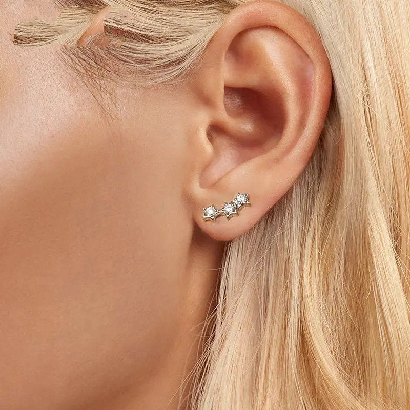 Silver Tiny OrnoraEarrings Studs for Women Teen Girls