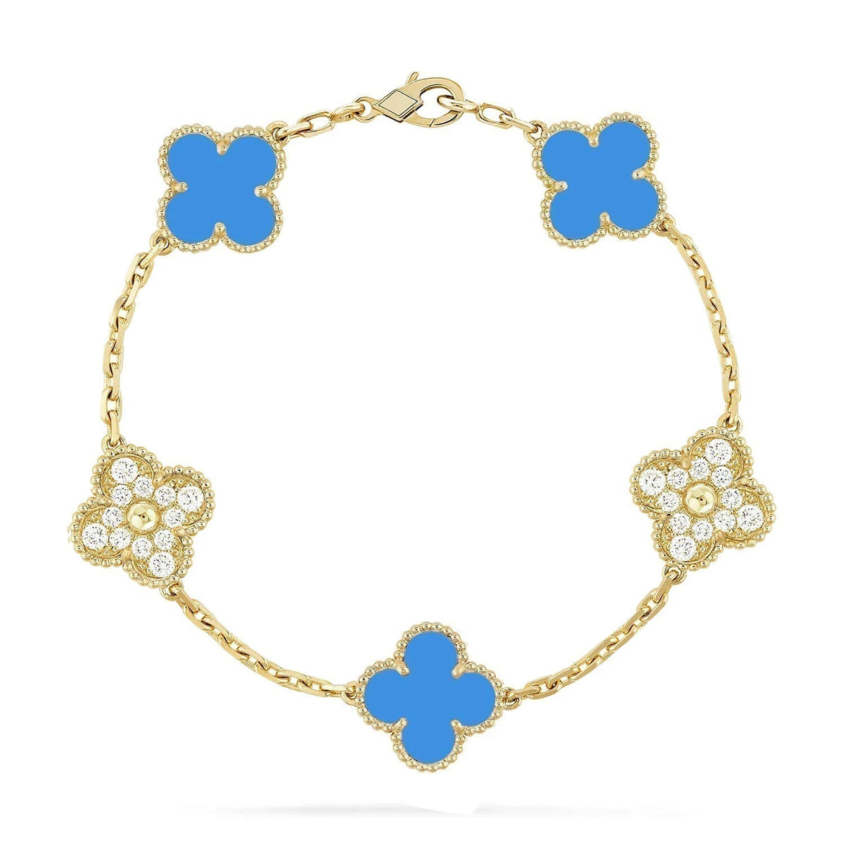 [OrnoraJewelry] CLOVER 5 MOTIF BLUE AGATE BRACELET COLLECTION