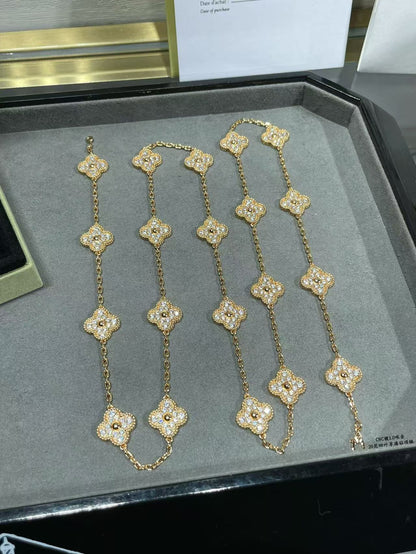 [OrnoraJewelry]CLOVER 20 MOTIFS FULL-DIAMOND NECKLACE