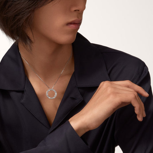 [OrnoraJewelry]LOVE NECKLACE 16MM 3 DIAMONDS
