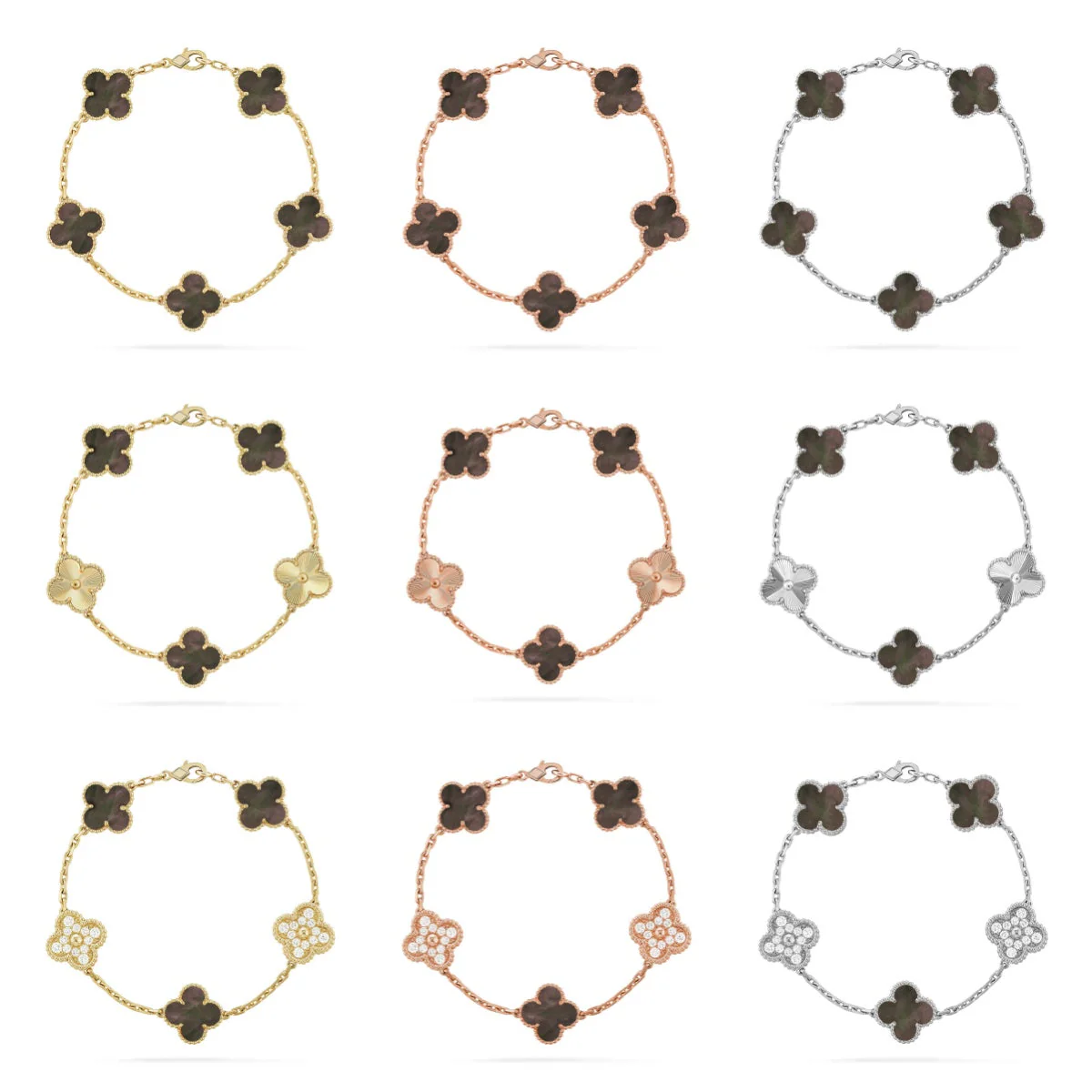[OrnoraJewelry] CLOVER 5 MOTIF GRAY MOP BRACELET COLLECTION