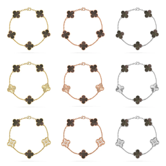 [OrnoraJewelry] CLOVER 5 MOTIF GRAY MOP BRACELET COLLECTION