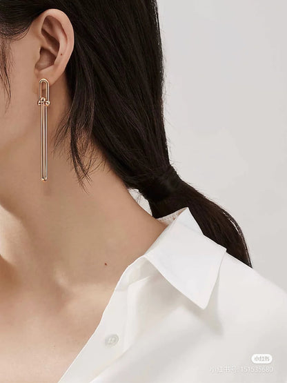 [Ornora Jewelry]HARDWEAR DOUBLE LONG LINK EARRINGS