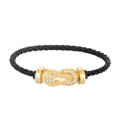 [OrnoraJewelry]CHANCE LARGE 8 FIGURE BUCKLE HALF DIAMOND BRACELET GOLD