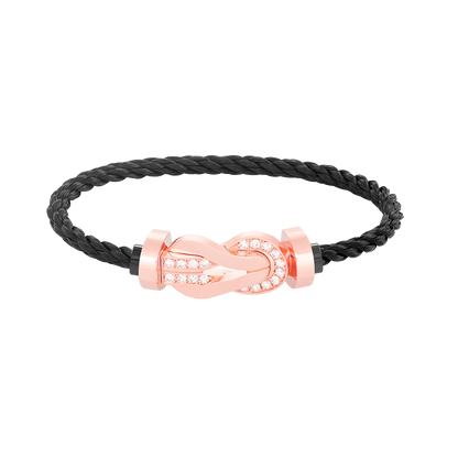 [OrnoraJewelry]CHANCE LARGE 8 FIGURE BUCKLE HALF DIAMOND BRACELET ROSE GOLD