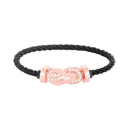 [OrnoraJewelry]CHANCE LARGE 8 FIGURE BUCKLE HALF DIAMOND BRACELET ROSE GOLD