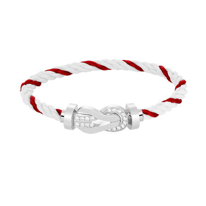[OrnoraJewelry]CHANCE LARGE 8 FIGURE BUCKLE HALF DIAMOND BRACELET SILVER