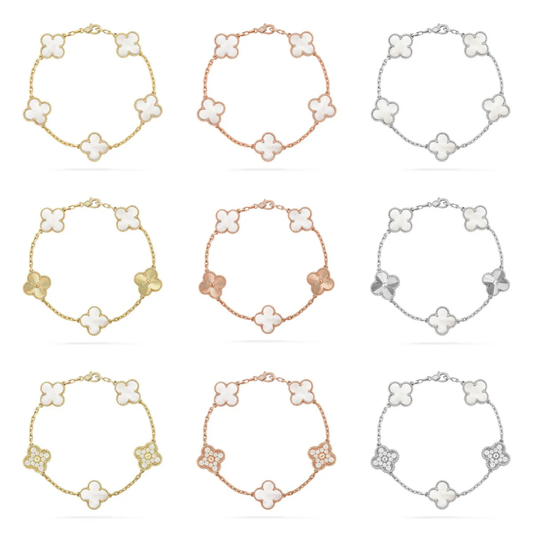 [OrnoraJewelry]CLOVER WHITE PEARL MOP 5 MOTIF BRACELET COLLECTION
