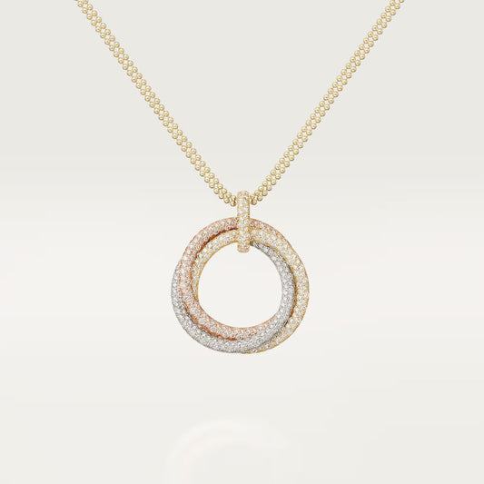 [OrnoraJewelry]TRINITY LARGE FULL DIAMOND  NECKLACE