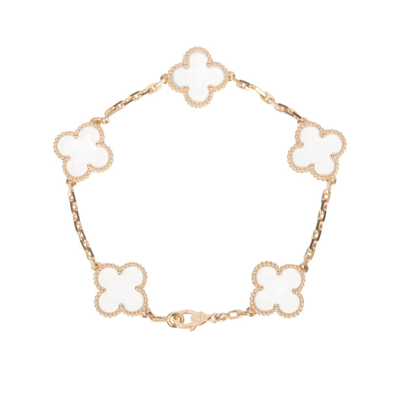 [OrnoraJewelry]CLOVER 5 MOTIF ROCK CRYSTAL BRACELET