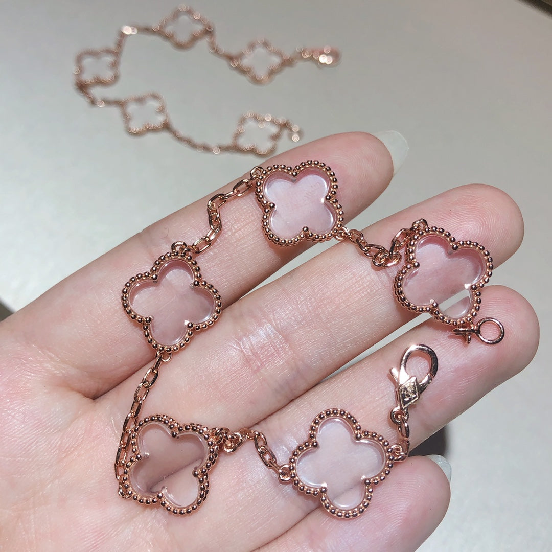 [OrnoraJewelry]CLOVER 5 MOTIF ROCK CRYSTAL BRACELET