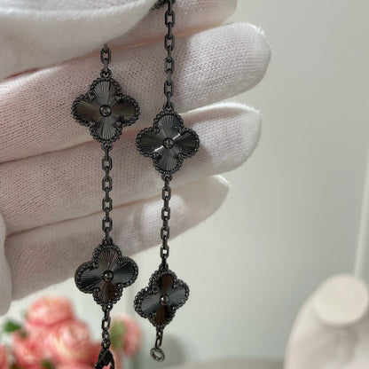 [OrnoraJewelry]CLOVER 5 MOTIF BLACK BRACELET