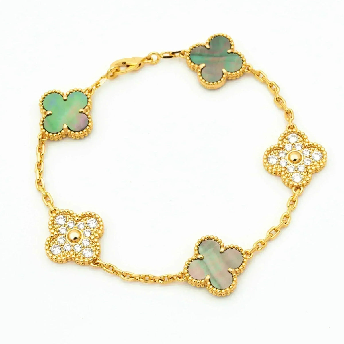 [OrnoraJewelry] CLOVER 5 MOTIF GRAY MOP BRACELET COLLECTION