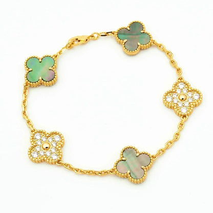 [OrnoraJewelry] CLOVER 5 MOTIF GRAY MOP BRACELET COLLECTION
