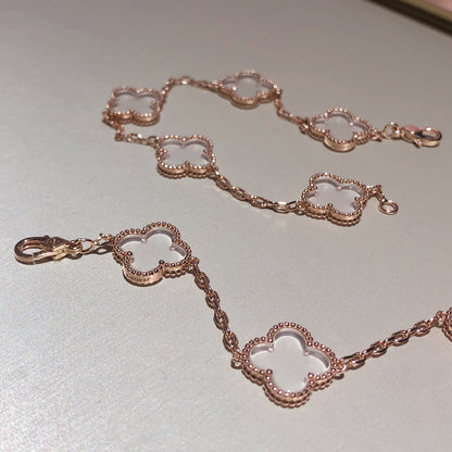 [OrnoraJewelry]CLOVER 5 MOTIF ROCK CRYSTAL BRACELET