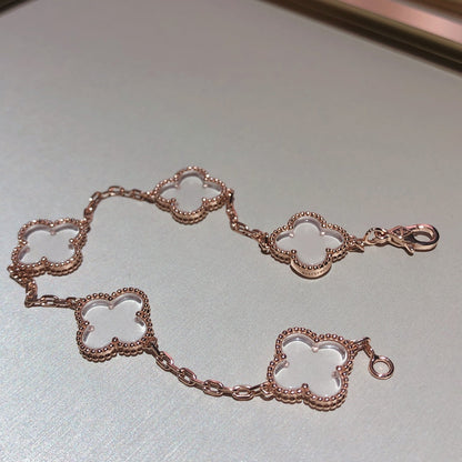 [OrnoraJewelry]CLOVER 5 MOTIF ROCK CRYSTAL BRACELET