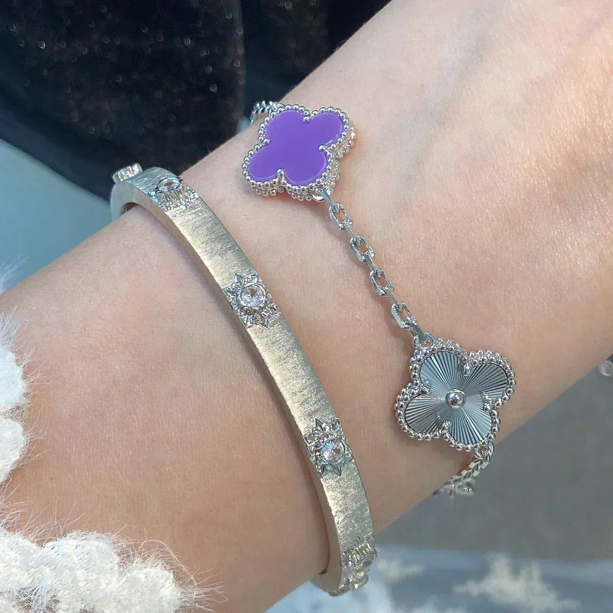 [OrnoraJewelry] CLOVER 5 MOTIF VIOLET BRACELET COLLECTION