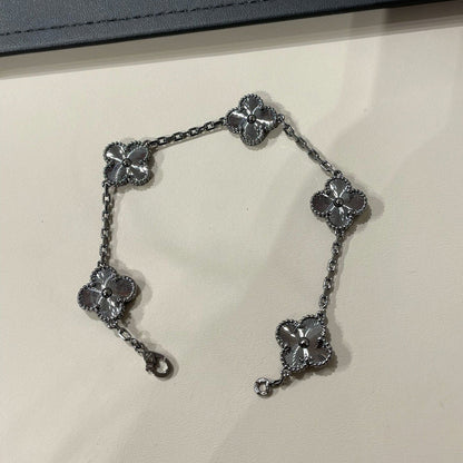 [OrnoraJewelry]CLOVER 5 MOTIF BLACK BRACELET