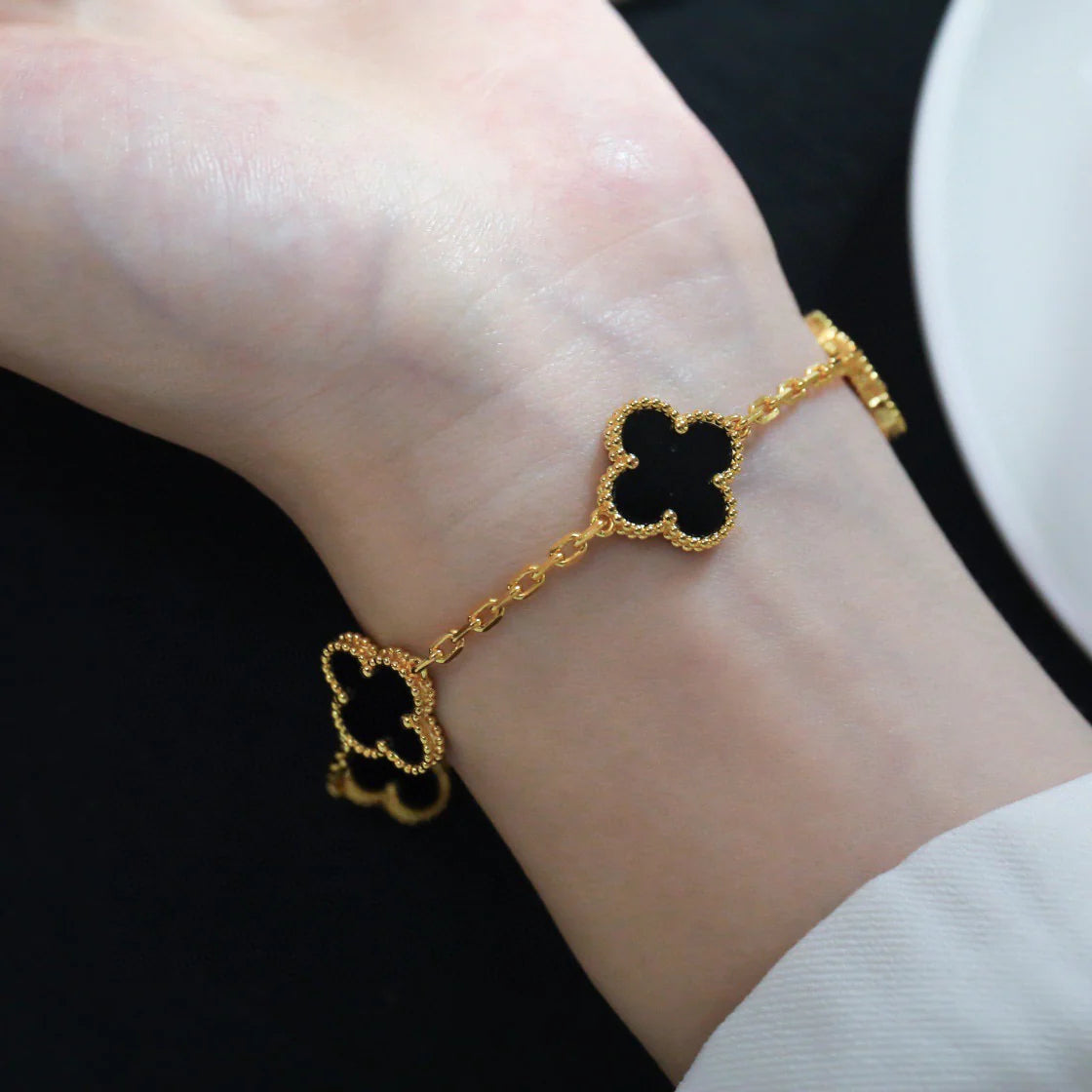 [OrnoraJewelry] CLOVER 5 MOTIF ONYXS BRACELET COLLECTION