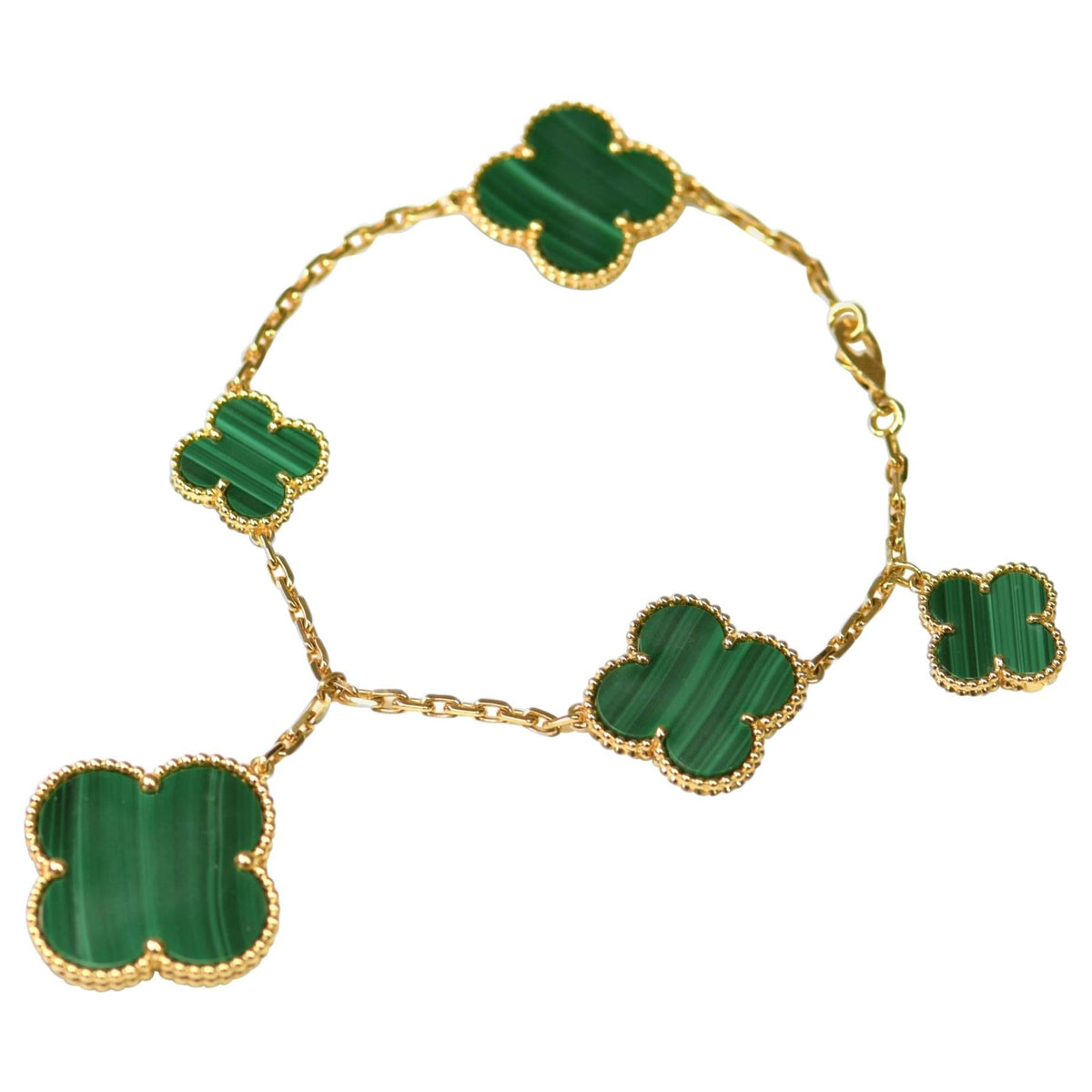 [OrnoraJewelry]MAGIC CLOVER MALACHITE GOLD BRACELET 5 MOTIFS