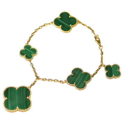 [OrnoraJewelry]MAGIC CLOVER MALACHITE GOLD BRACELET 5 MOTIFS