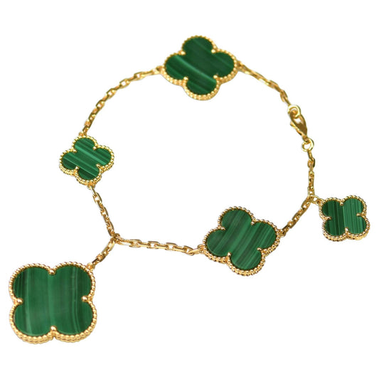 [OrnoraJewelry]MAGIC CLOVER MALACHITE GOLD BRACELET 5 MOTIFS