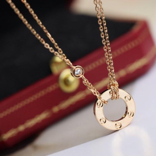 [OrnoraJewelry]LOVE NECKLACE ADJUSTABLE ROSE GOLD 2 DIAMOND