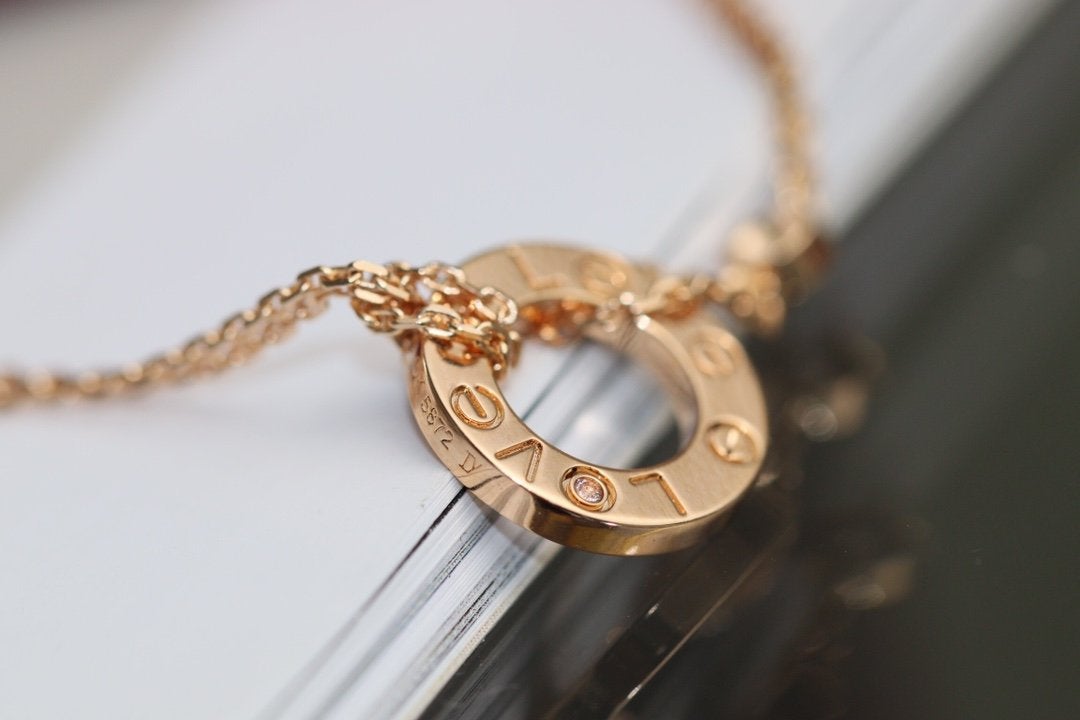 [OrnoraJewelry]LOVE NECKLACE ADJUSTABLE ROSE GOLD 2 DIAMOND