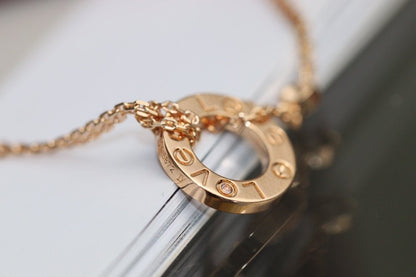 [OrnoraJewelry]LOVE NECKLACE ADJUSTABLE ROSE GOLD 2 DIAMOND