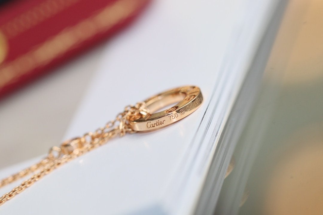[OrnoraJewelry]LOVE NECKLACE ADJUSTABLE ROSE GOLD 2 DIAMOND