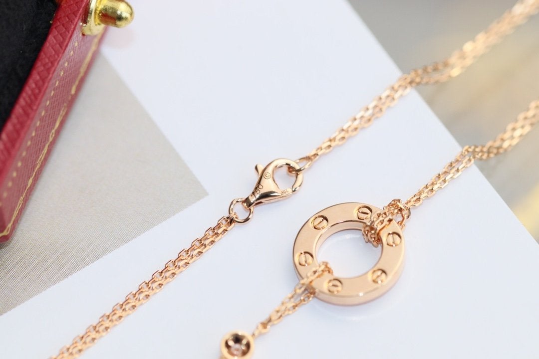 [OrnoraJewelry]LOVE NECKLACE ADJUSTABLE ROSE GOLD 2 DIAMOND