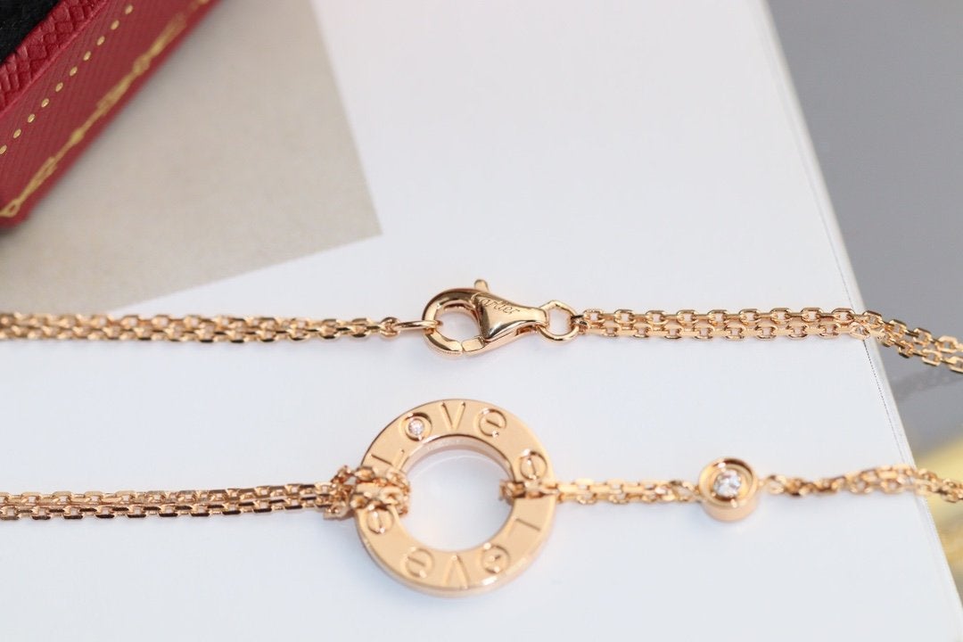 [OrnoraJewelry]LOVE NECKLACE ADJUSTABLE ROSE GOLD 2 DIAMOND