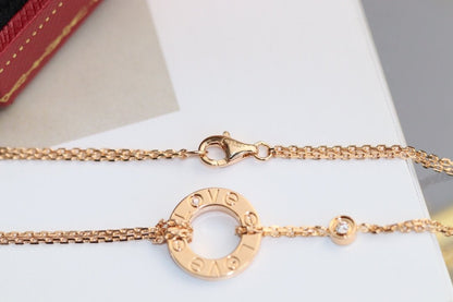 [OrnoraJewelry]LOVE NECKLACE ADJUSTABLE ROSE GOLD 2 DIAMOND