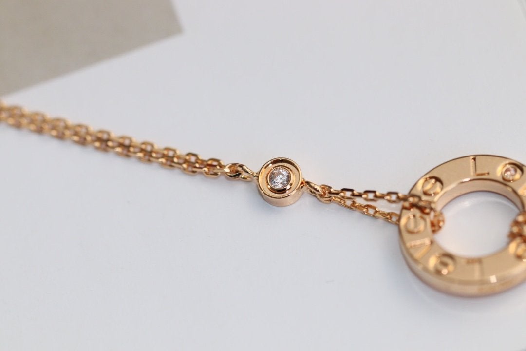 [OrnoraJewelry]LOVE NECKLACE ADJUSTABLE ROSE GOLD 2 DIAMOND