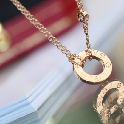 [OrnoraJewelry]LOVE NECKLACE ADJUSTABLE ROSE GOLD 2 DIAMOND