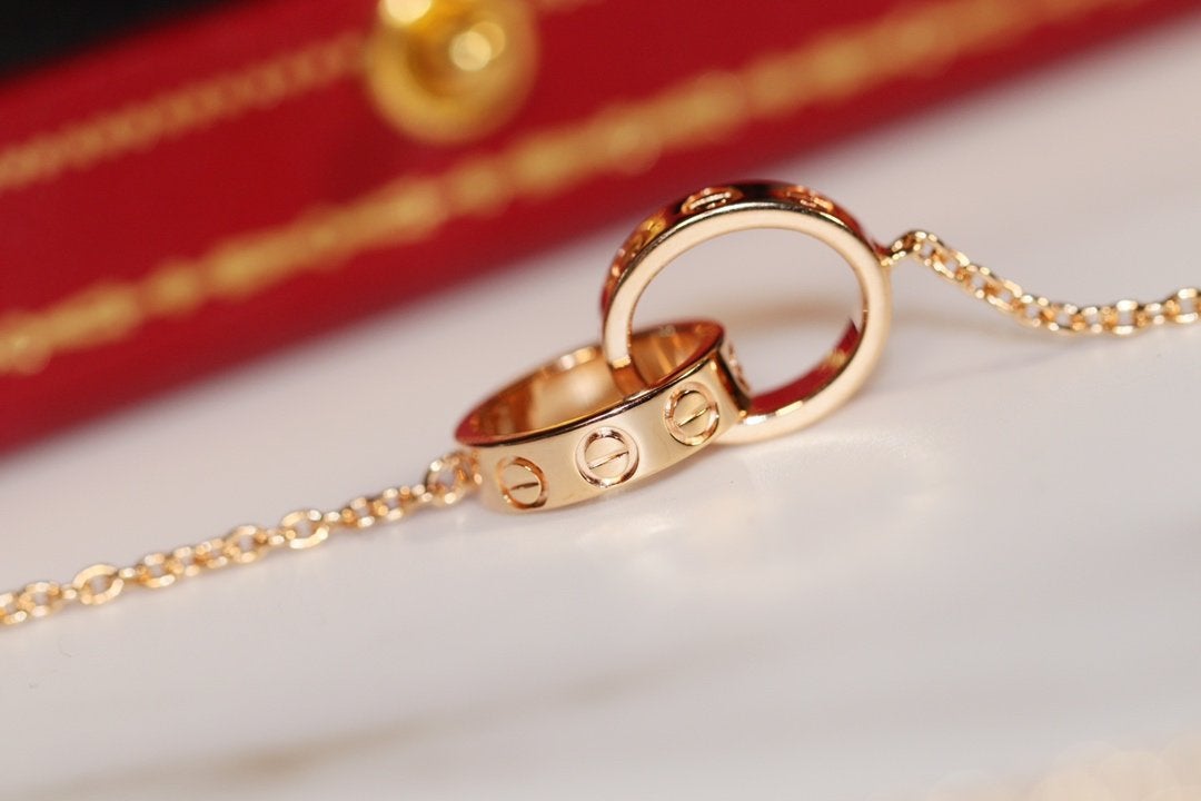 [OrnoraJewelry]LOVE NECKLACE PINK GOLD AND SILVER