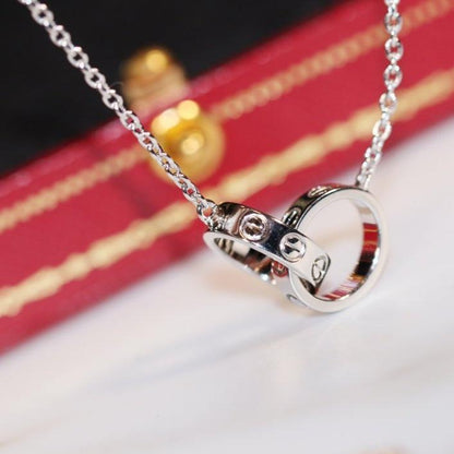 [OrnoraJewelry]LOVE NECKLACE PINK GOLD AND SILVER