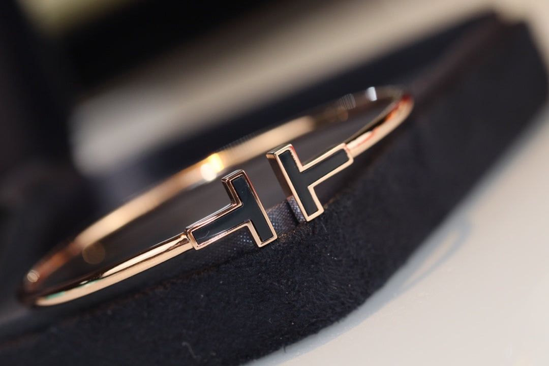 [Ornora Jewelry]T BRACELET 1.8MM ONYX PINK GOLD