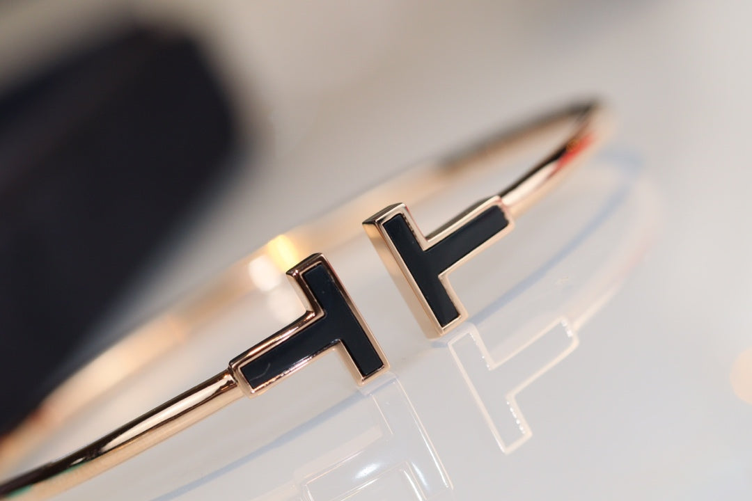 [Ornora Jewelry]T BRACELET 1.8MM ONYX PINK GOLD