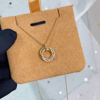 [OrnoraJewelry]TRINITY NECKLACE SILVER GOLD PINK GOLD DIAMONDS