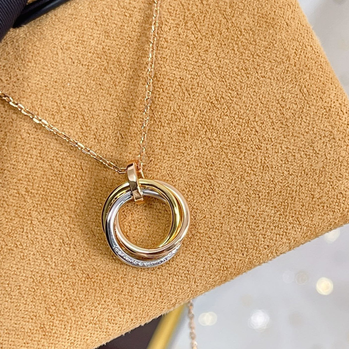 [OrnoraJewelry]TRINITY NECKLACE SILVER GOLD PINK GOLD DIAMONDS