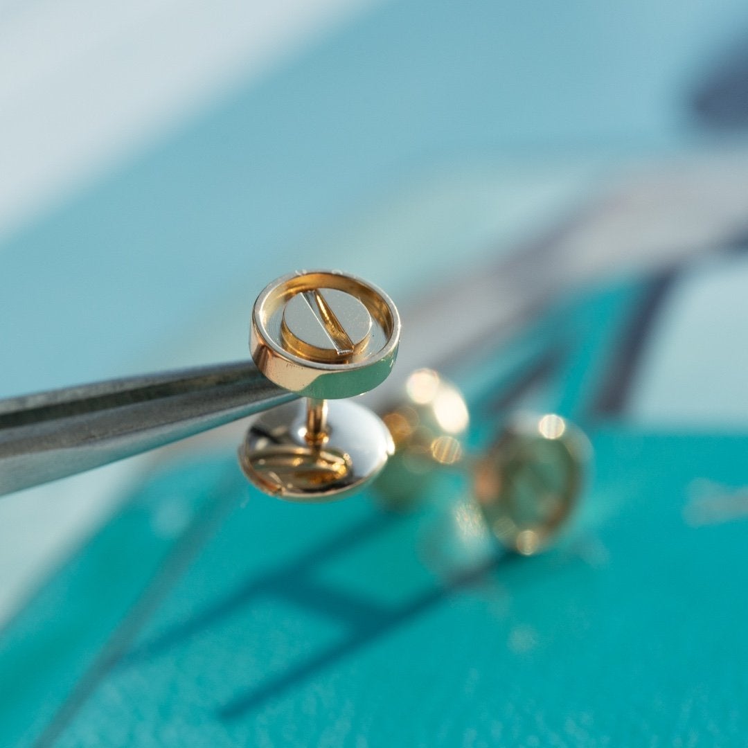 [OrnoraJewelry]LOVE EARRINGS PINK GOLD 10MM