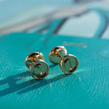 [OrnoraJewelry]LOVE EARRINGS PINK GOLD 10MM