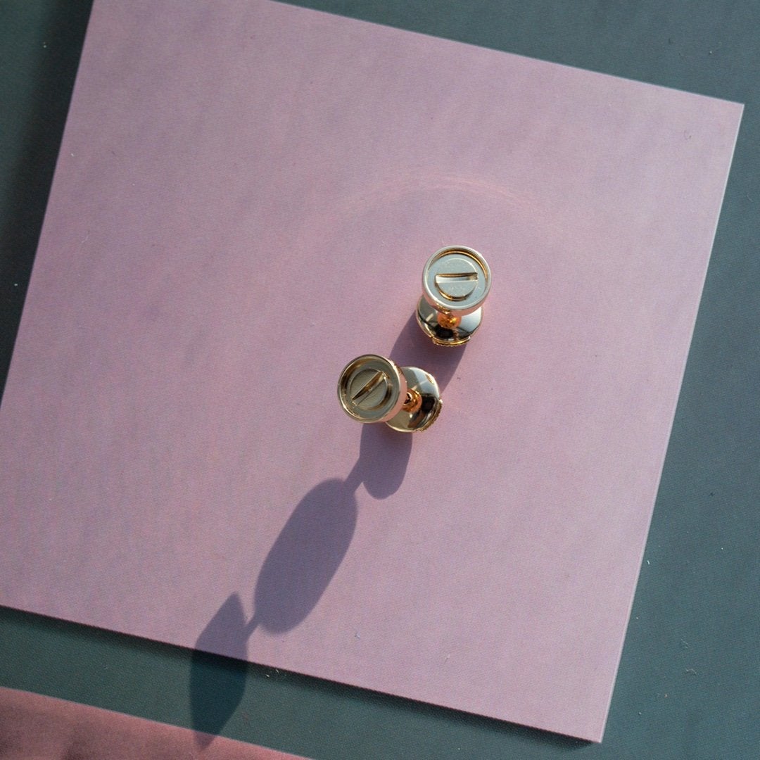 [OrnoraJewelry]LOVE EARRINGS PINK GOLD 10MM