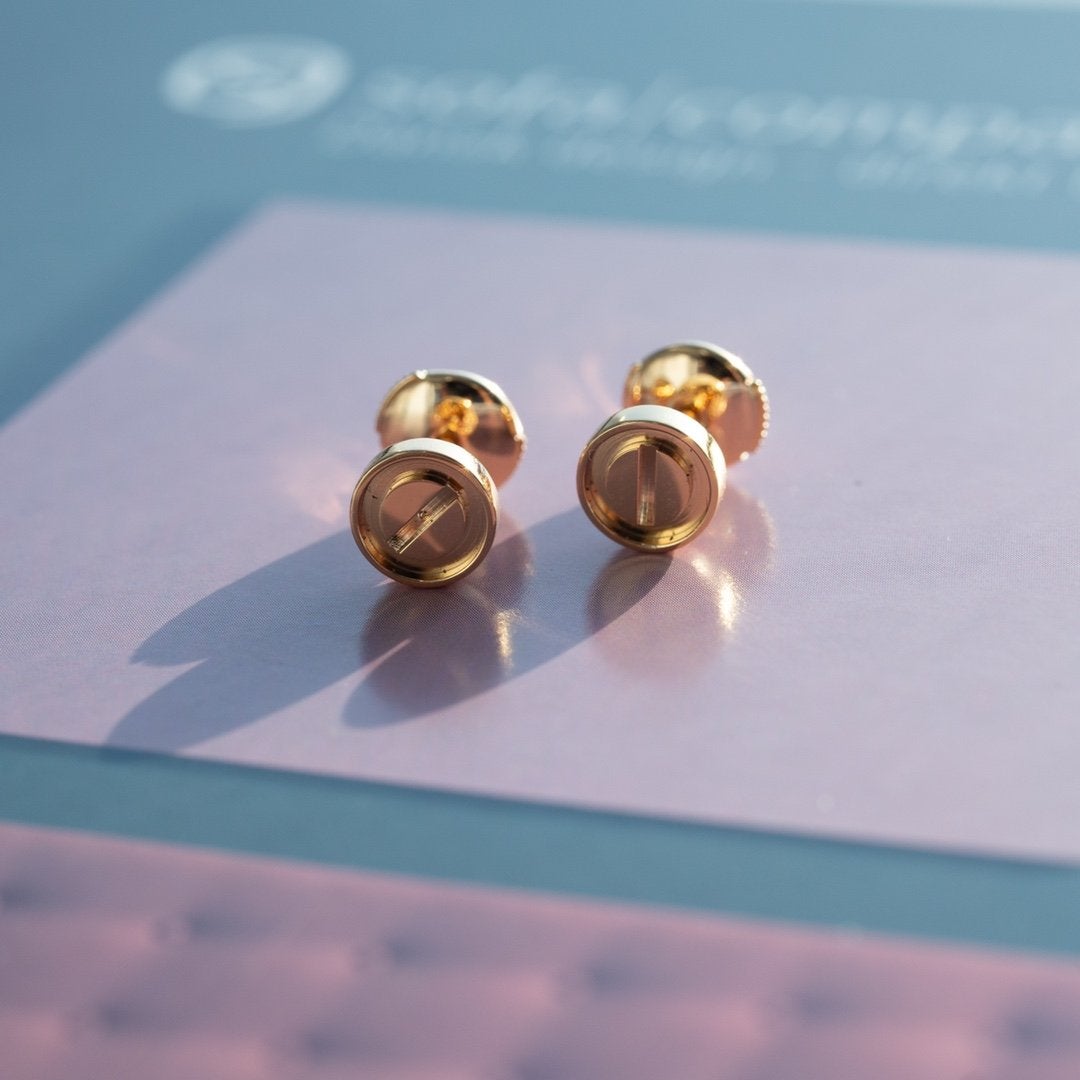 [OrnoraJewelry]LOVE EARRINGS PINK GOLD 10MM