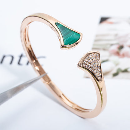 [OrnoraJewelry]DREAM BRACELET OPEN MALACHITE PINK GOLD