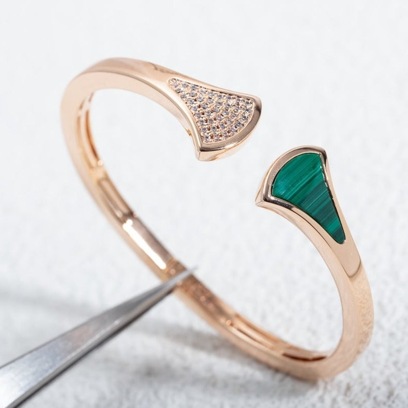 [OrnoraJewelry]DREAM BRACELET OPEN MALACHITE PINK GOLD