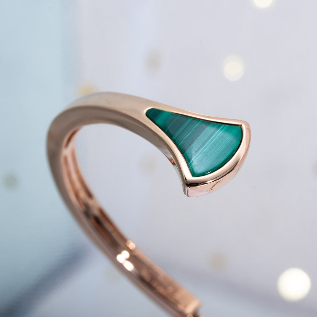 [OrnoraJewelry]DREAM BRACELET OPEN MALACHITE PINK GOLD