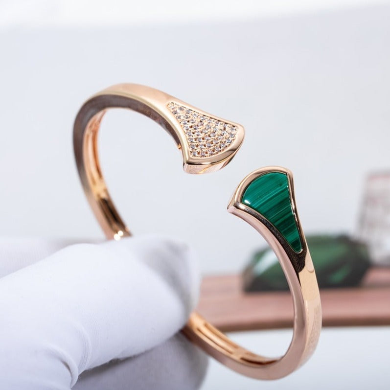 [OrnoraJewelry]DREAM BRACELET OPEN MALACHITE PINK GOLD